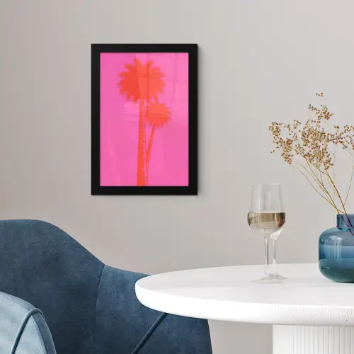 Palmbomen - Modern - Roze fotolijst zwart zonder passe partout klein -sfeer4