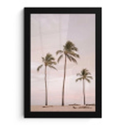 Palmbomen - Zonsondergang - Roze fotolijst zwart zonder passe partout klein -3d