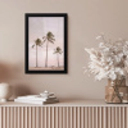 Palmbomen - Zonsondergang - Roze fotolijst zwart zonder passe partout klein -sfeer5