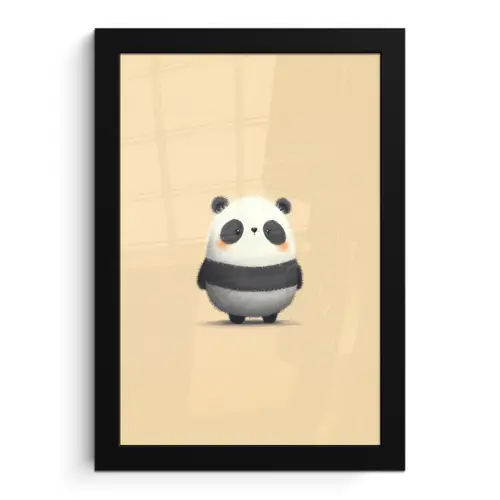 Panda - Beige - Minimalistisch fotolijst zwart zonder passe partout klein -3d