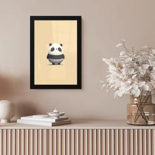 Panda - Beige - Minimalistisch fotolijst zwart zonder passe partout klein -sfeer5