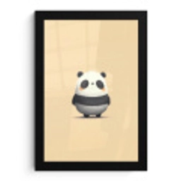 Panda - Beige - Minimalistisch fotolijst zwart zonder passe partout klein -3d