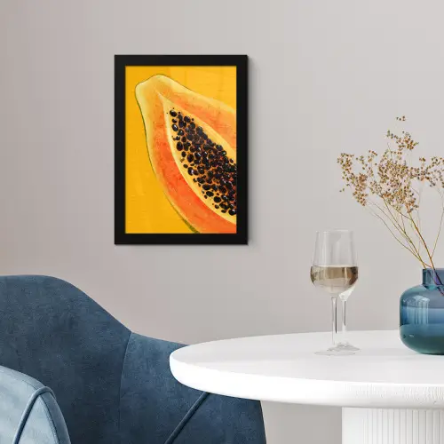 Papaja - Oranje - Topisch fotolijst zwart zonder passe partout klein -sfeer4