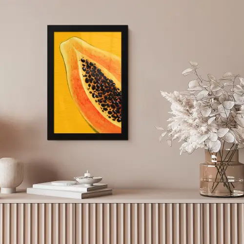 Papaja - Oranje - Topisch fotolijst zwart zonder passe partout klein -sfeer5