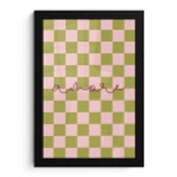 Patroon - Geblokt - Olijfgroen - Amore fotolijst zwart zonder passe partout klein -3d