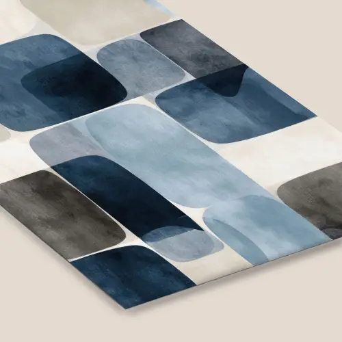 Patroon - Blauw - Vierkanten fotolijst zwart zonder passe partout klein -zsfeer6