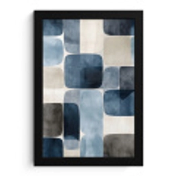 Patroon - Blauw - Vierkanten fotolijst zwart zonder passe partout klein -3d
