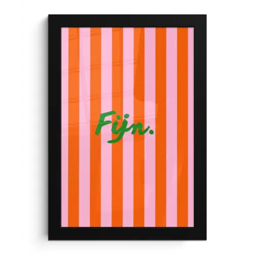 Patroon - Oranje - Fijn - Strepen fotolijst zwart zonder passe partout klein -3d