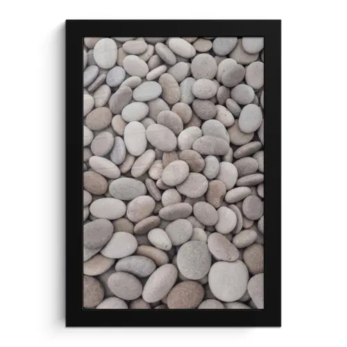 Kiezels - Stenen - Grijs fotolijst zwart zonder passe partout klein -3d