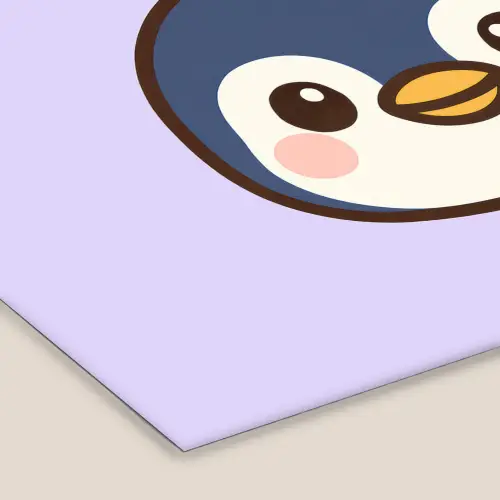 Pinguïn - Paars - Schattig fotolijst zwart zonder passe partout klein -zsfeer6