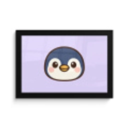Pinguïn - Paars - Schattig fotolijst zwart zonder passe partout klein -3d