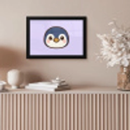 Pinguïn - Paars - Schattig fotolijst zwart zonder passe partout klein -sfeer5
