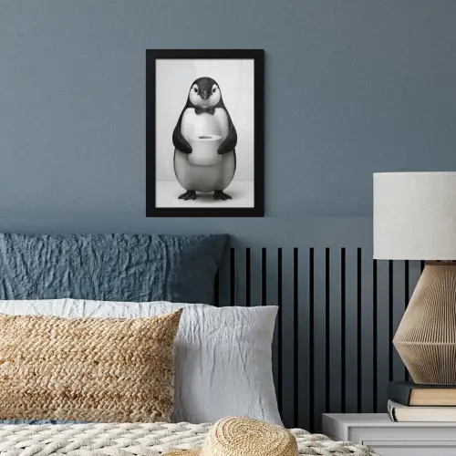 Pinguïn - WC rol - Wit fotolijst zwart zonder passe partout klein -sfeer3