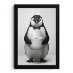 Pinguïn - WC rol - Wit fotolijst zwart zonder passe partout klein -3d