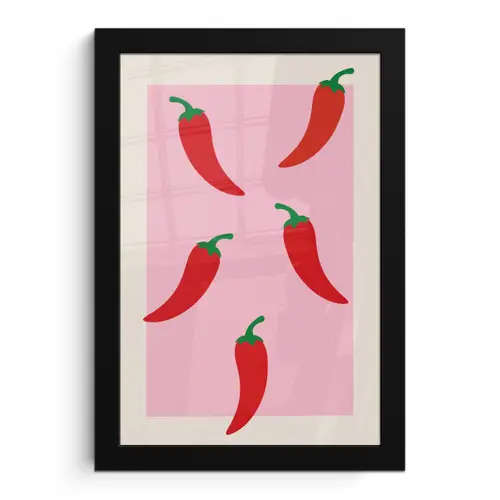 Pepers - Rood - Illustratie fotolijst zwart zonder passe partout klein -3d