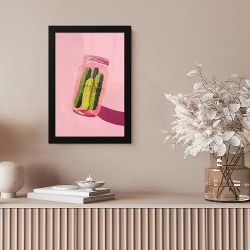 Augurken - Pot - Schaduw - Roze fotolijst zwart zonder passe partout klein -sfeer5