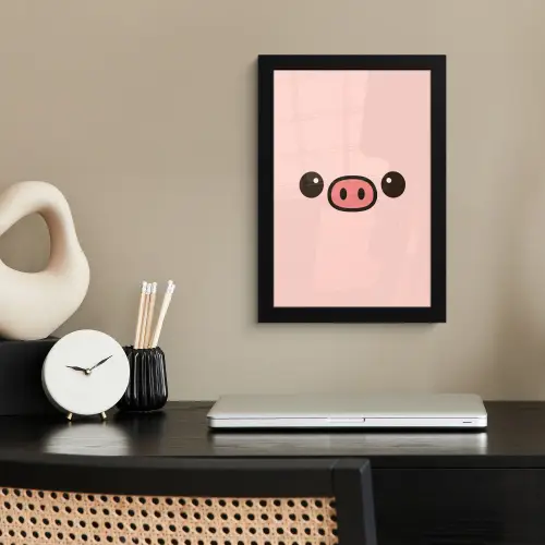 Varken - Roze - Minimalistisch fotolijst zwart zonder passe partout klein -sfeer1