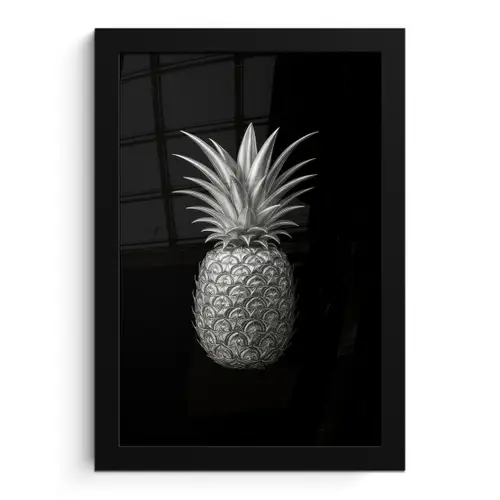 Ananas - Gedetailleerd - Bladeren fotolijst zwart zonder passe partout klein -3d
