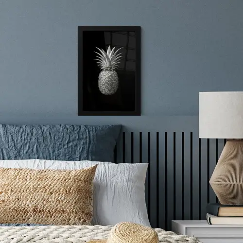 Ananas - Gedetailleerd - Bladeren fotolijst zwart zonder passe partout klein -sfeer3