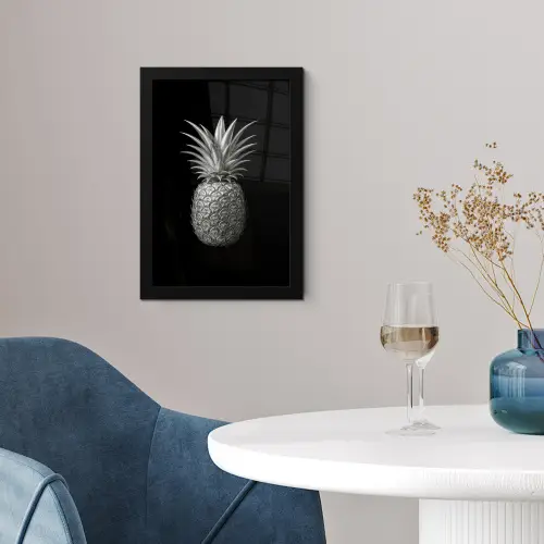 Ananas - Gedetailleerd - Bladeren fotolijst zwart zonder passe partout klein -sfeer4