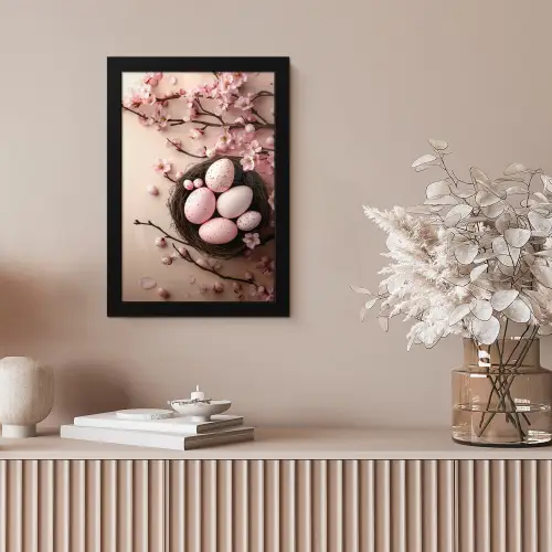 Roze - Bloesems - Eieren fotolijst zwart zonder passe partout klein -sfeer5