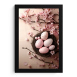 Roze - Bloesems - Eieren fotolijst zwart zonder passe partout klein -3d