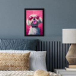 Pink - Hond - Bubbel fotolijst zwart zonder passe partout klein -sfeer3