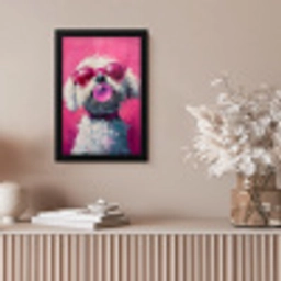Pink - Hond - Bubbel fotolijst zwart zonder passe partout klein -sfeer5