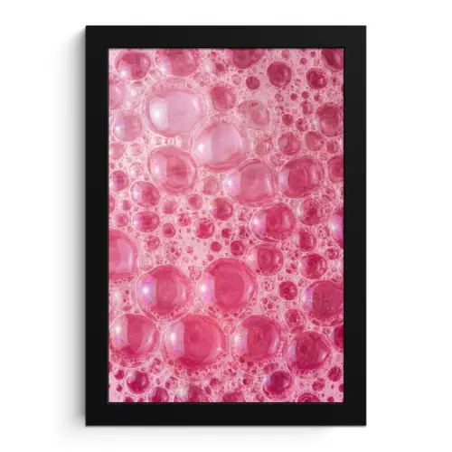 Roze - Schuim - Bubbels fotolijst zwart zonder passe partout klein -3d