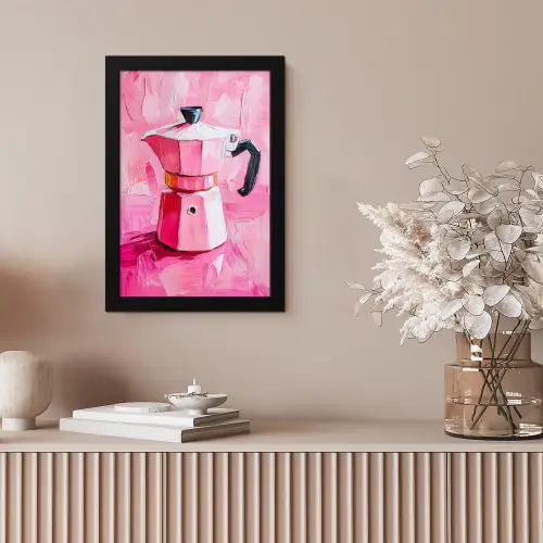 Roze - Verf - Coffee fotolijst zwart zonder passe partout klein -sfeer5