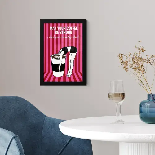 Roze - Strepen - Koffie - Maandag fotolijst zwart zonder passe partout klein -sfeer4