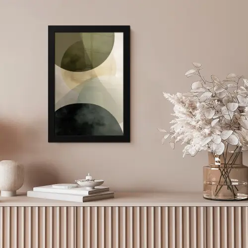 Vlakken - Abstract - Beige - Cirkels fotolijst zwart zonder passe partout klein -sfeer5