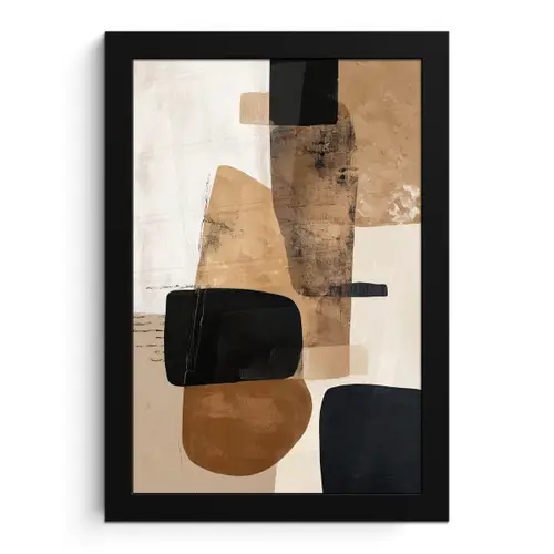 Vlakken - Abstract - Zwart - Strepen fotolijst zwart zonder passe partout klein -3d