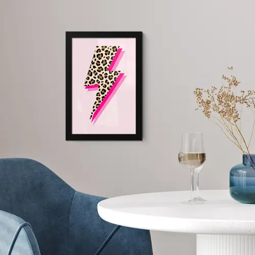 Stippen - Roze - Bliksem fotolijst zwart zonder passe partout klein -sfeer4