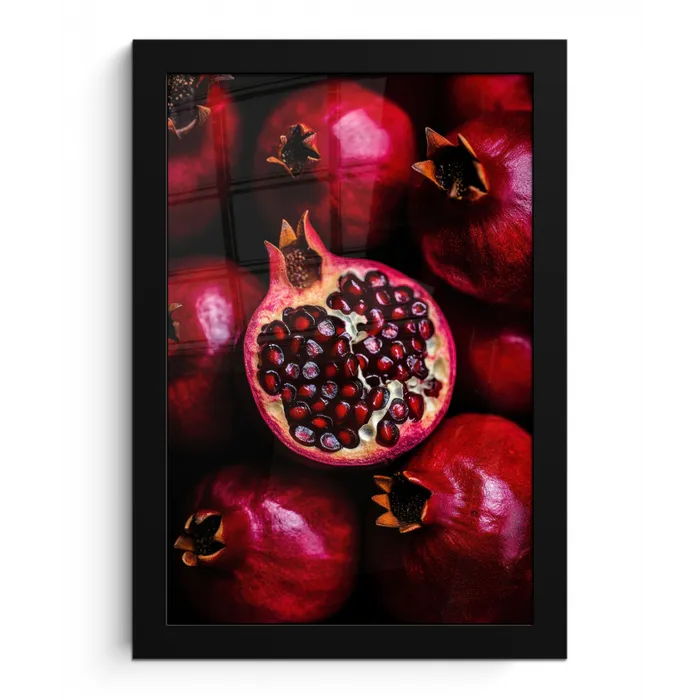Granaatappel - Rood - Fruit fotolijst zwart zonder passe partout klein -3d