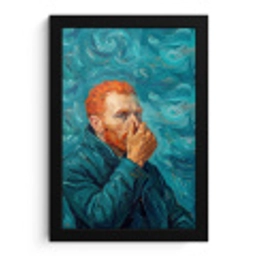 Portret - Klassiek - Blauw fotolijst zwart zonder passe partout klein -3d