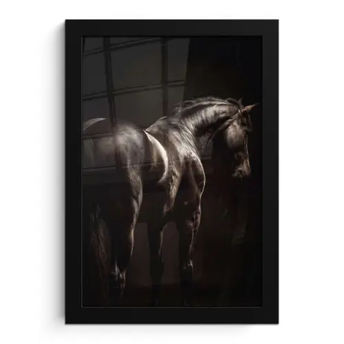 Krachtig - Paard - Donker fotolijst zwart zonder passe partout klein -3d