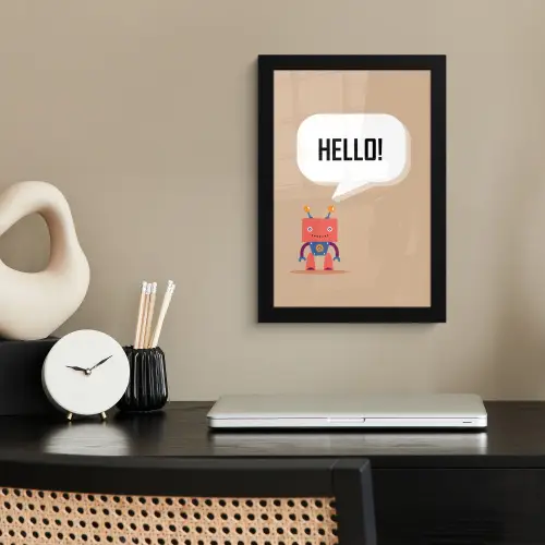 Spreuken - Quotes - Hello! - Robot - Tandwiel - Kinderen fotolijst zwart zonder passe partout klein -sfeer1