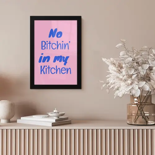 Quote - Blauw - Lettertype - Keuken fotolijst zwart zonder passe partout klein -sfeer5