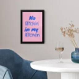 Quote - Blauw - Lettertype - Keuken fotolijst zwart zonder passe partout klein -sfeer4