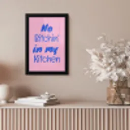 Quote - Blauw - Lettertype - Keuken fotolijst zwart zonder passe partout klein -sfeer5