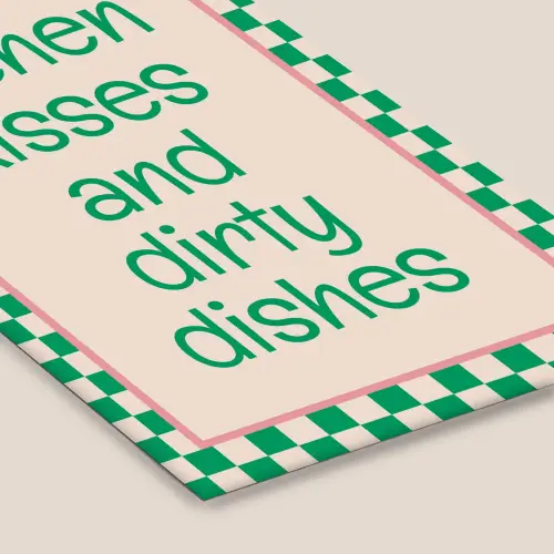 Quote - Groen - Geblokt - Keuken fotolijst zwart zonder passe partout klein -zsfeer6