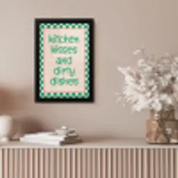 Quote - Groen - Geblokt - Keuken fotolijst zwart zonder passe partout klein -sfeer5