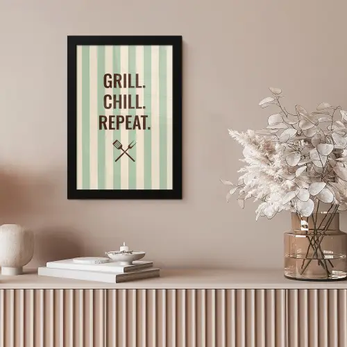 Quote - Strepen - Grill fotolijst zwart zonder passe partout klein -sfeer5