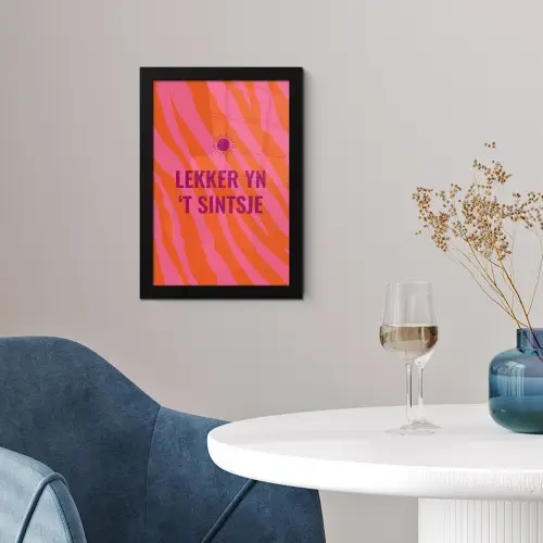 Quote - Zomer - Roze fotolijst zwart zonder passe partout klein -sfeer4