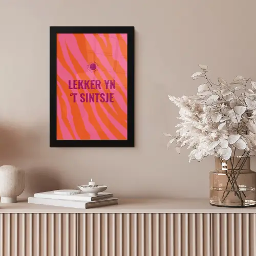 Quote - Zomer - Roze fotolijst zwart zonder passe partout klein -sfeer5