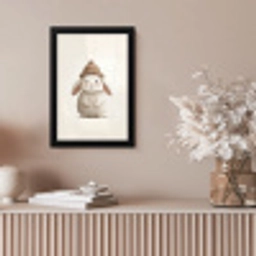 Konijn - Muts - Oren - Beige fotolijst zwart zonder passe partout klein -sfeer5