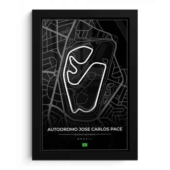 Racebaan - Brazilië - Circuit - Formule 1 - Autódromo José Carlos Pace - Zwart fotolijst zwart zonder passe partout klein -3d