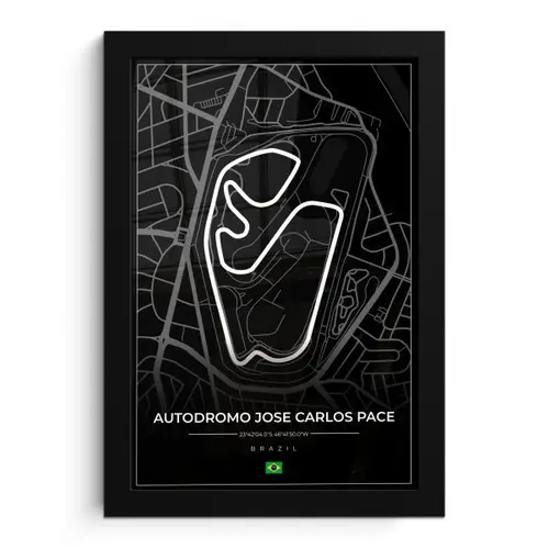 Racebaan - Brazilië - Circuit - Formule 1 - Autódromo José Carlos Pace - Zwart fotolijst zwart zonder passe partout klein -3d