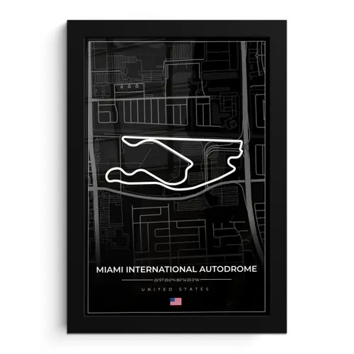 Racebaan - Verenigde Staten - Formule 1 - Miami International Autodrome - Circuit - Zwart fotolijst zwart zonder passe partout klein -3d